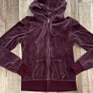 Reflex Women's Plush Velvet Hoodie Jacket - Deep Burgundy-size Large